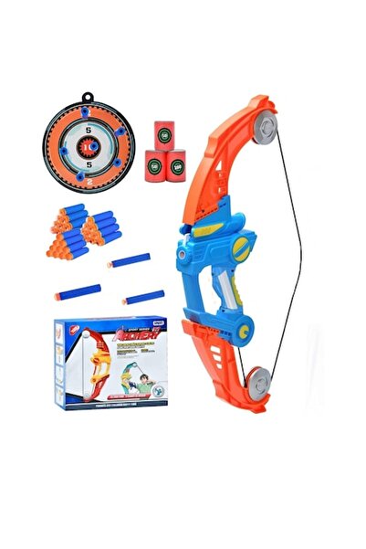 LET Arc de jucărie cu 30 de săgeți din spumă (stil Nerf), 3 ținte din spumă și 1 țintă rotundă, blaster pentru copii