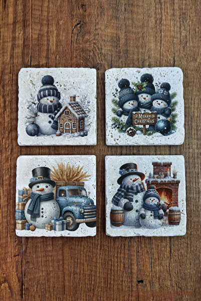 Begoloni Stone Decor Natural Stone Coaster - Christmast New Year Printed 10X1...