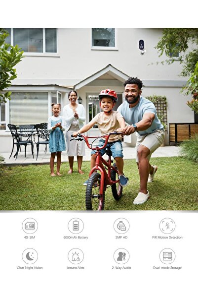 Xega 4G LTE 3MP Indoor Surveillance Camera with SIM, 6000mAh, PIR, Color Night Vision