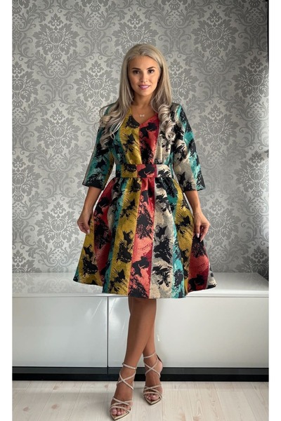 Afrodita Boutique Sisy Multicolor Print Dress
