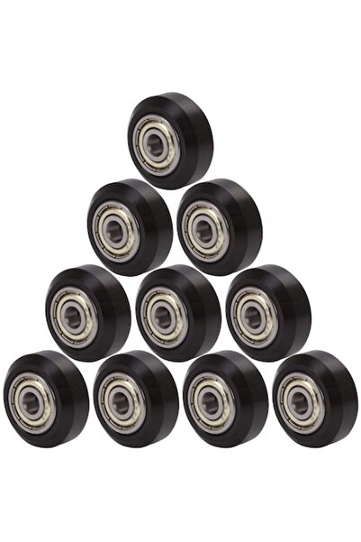 LET Σετ 10 τροχαλιών V-groove με ρουλεμάν για 3D εκτυπωτή, 24 x 10,2 mm, μαύρο (ταιριάζει στο Creality Ender 3)