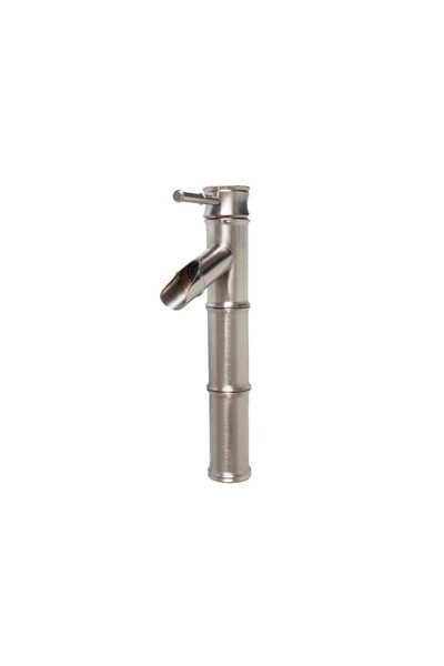 Trendy's Bamboo washbasin mixer with satin stainless steel countertop