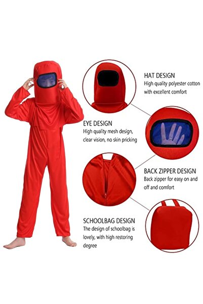 Toybox Kids Astronaut Costume, Among Us Role-Play Costume Set, Red