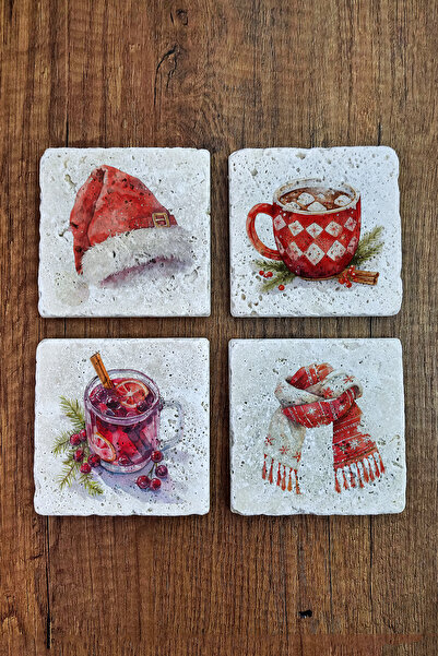 Begoloni Stone Decor Natural Stone Coasters - Christmast New Year Printed 10X...