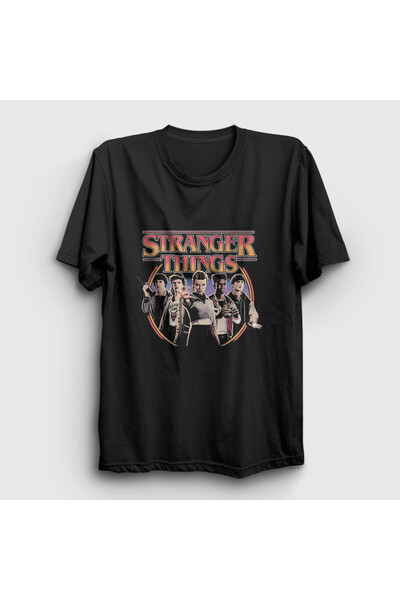 Presmono Unisex Black Team Stranger Things T-Shirt 584920Tt