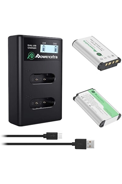 powerextra Set de 2 baterii NP-BX1 1600mAh cu încărcător LCD dual pentru Sony...