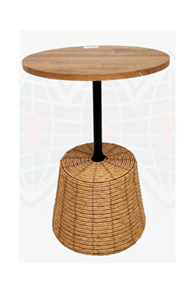 Ch Bohemian rustic design serving table made of straw and wood