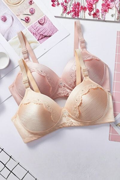 Muchmy 2 Pieces Lace Bridal Women Bra Adjustable Fit Padded Bra Adjustable St...