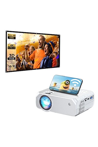 Bomaker WiFi Projector Set with 100" Projection Screen, 6500 Lumens, 1080P Full HD, Portable