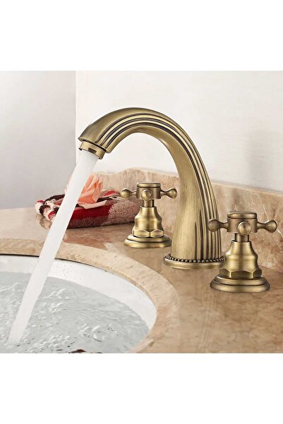 Trendy's Baterie lavoar cu trei căi, montare pe chiuvetă, bronz antichizat