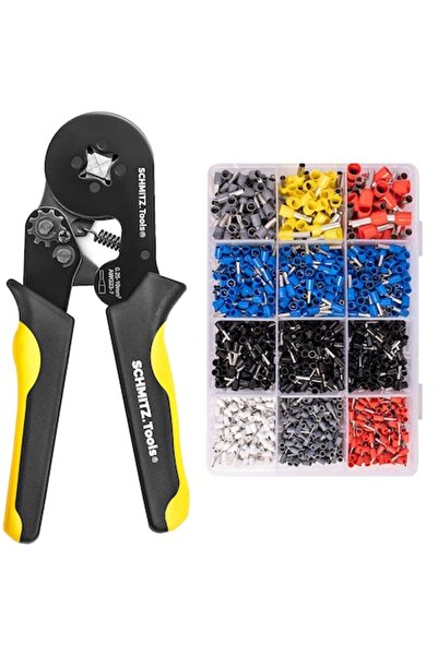 SCHMITZ Set clește de sertizare profesional pentru pini de conector cu 1.800 de bucăți de terminale pentru conductori, 0,5-10 mm