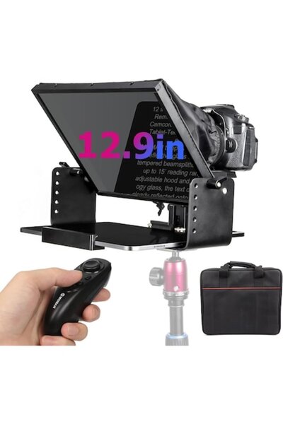 Moman Kit teleprompter de 12 inch pentru camere DSLR cu telecomandă, compatib...
