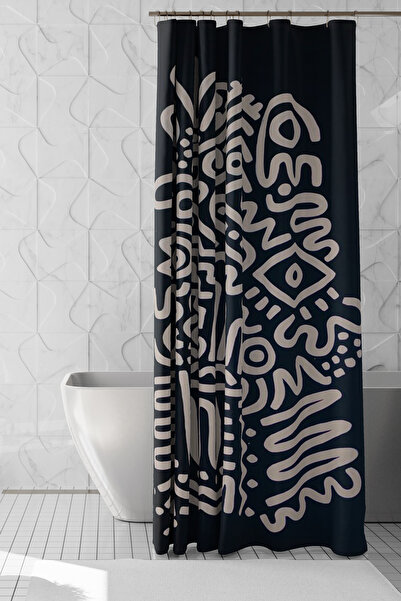 Moud's Bathroom Curtain, Rhythmic Traces Patterned Shower Curtain, Bathtub Cu...