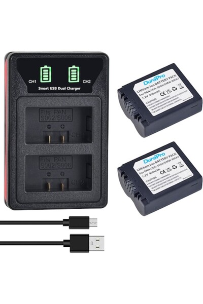Durapro Set de 2 baterii GR-S006e / CGA-S006 900mAh cu încărcător dublu pentr...