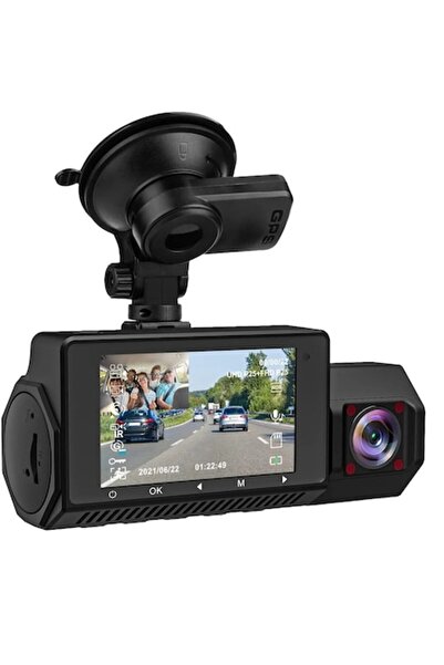 Abask Cameră duală de bord cu GPS, frontală 4K + interioară 1080p, USB-C, vizualizare 310