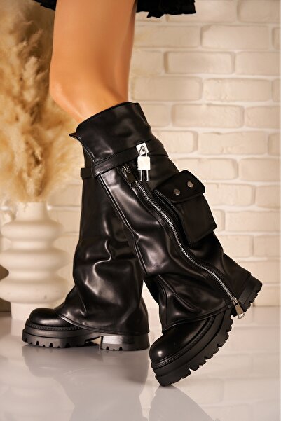 Joana Ghete cu platformă din piele neagră Gursyf - Mărimea 37