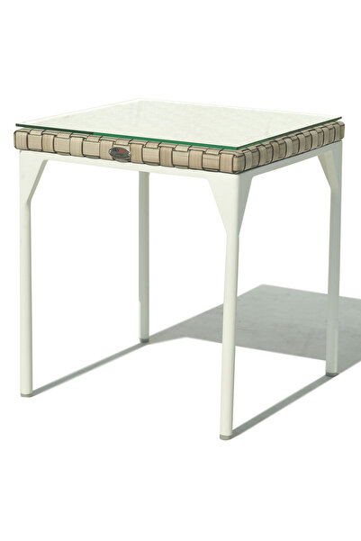 Maison Mex Garden/terrace corner table, BRAFTA, L.50 w.50 H.55 cm, natural/white