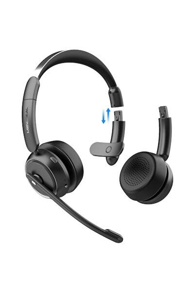 Monodeal Bluetooth 2-in-1 Call Center Headset with Detachable Speaker and 270 Rotating Mic, AI Noise Cancel