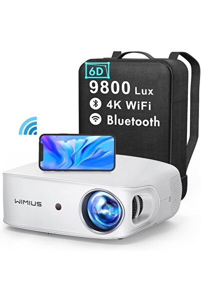 WiMiUS K7 Projector - Bluetooth WiFi, 1080P Full HD, 6D Keystone, 9800 lm, 4K support