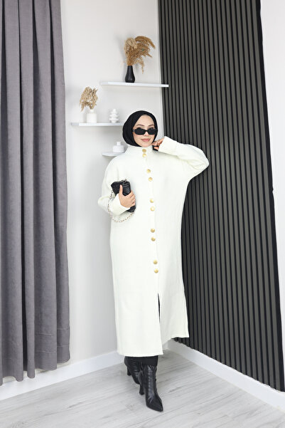 sorisso Πλεκτό φόρεμα, μακρύ, με λεπτομέρεια με κουμπιά