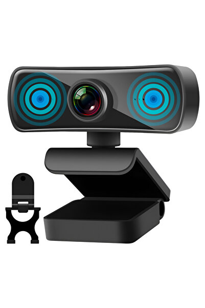 OEM Webcam 2K QHD, 4MP, Stereo Microphone, Auto-Focus, Light Correction, 360° Rotation, Plug&Play, Black