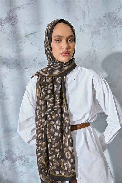 Silk Home Eco Viscose Leopard Shawl Khaki Breathable Textured 90X200
