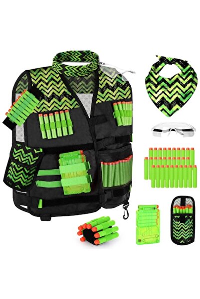 Lehoo Castle Nerf-compatible tactical vest set with 30 foam darts, goggles, m...