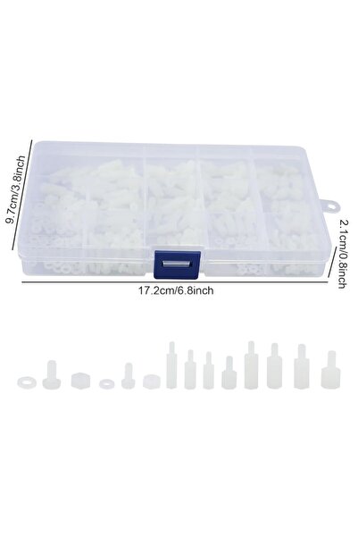 LET 380 Nylon Hexagonal PCB Spacers M2.5/M3 Male-Female with Nuts & Washers, White