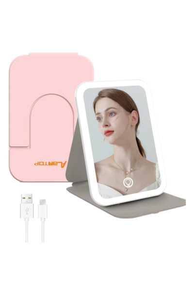 ALANTOP Portable LED Makeup Mirror, 360 Rotating, 2400mAh Rechargeable, 3 Lig...