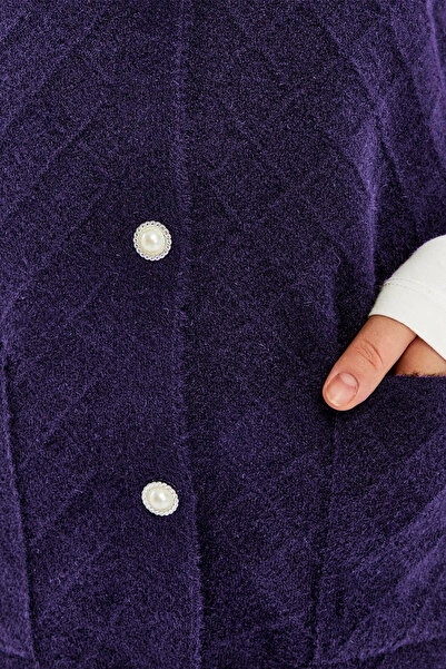 Laden Γυναικείο πλεκτό χειμερινό γιλέκο μεγάλου μεγέθους με γένια