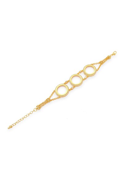 FerizZ Altın Kaplama İmitasyon Zirkon Taşlı Üçlü Yarım Çerçeveli Bileklik BLK...