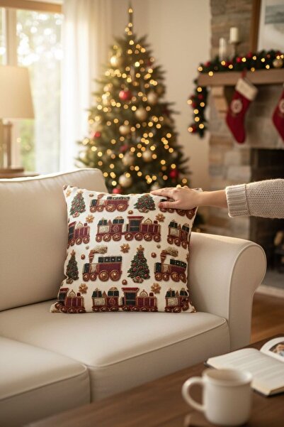 ANJEAHOME Sydney Christmas Patterned Throw Pillow Cover | 45X45 cm | Digital Printed | Stylish Design – Washable Fabric