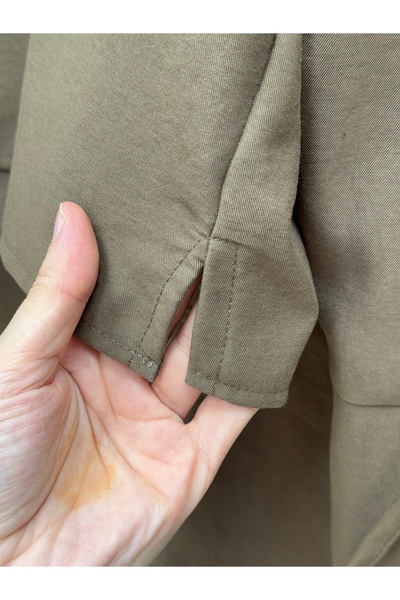 MİHRA STORE Sultan Kolları Drawstring Single Sleeve Label Accessory Skirted Suit-Ek-H-110-2 Khaki