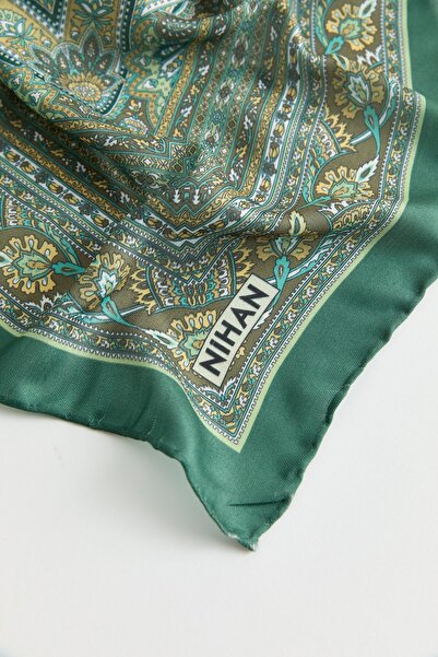 Nihan Desenli Soft Eşarp Yeşil