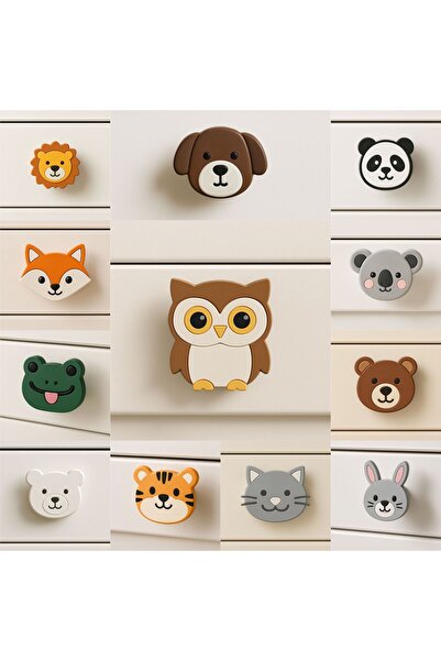 ka tasarım Minipaws Head Collection Montessori Children's Baby Room Handle Sold as a Set of Two