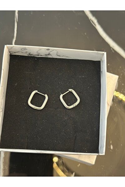 Menshure Square Model Steel Hoop Earrings