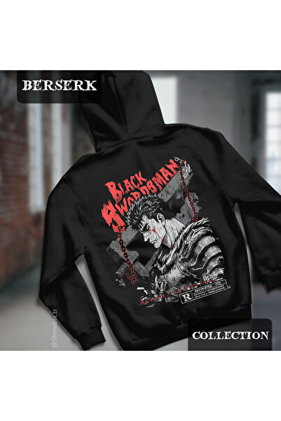 SHINOBIX Berserk Guts Black Swordsman Oversized Hooded Hoodie