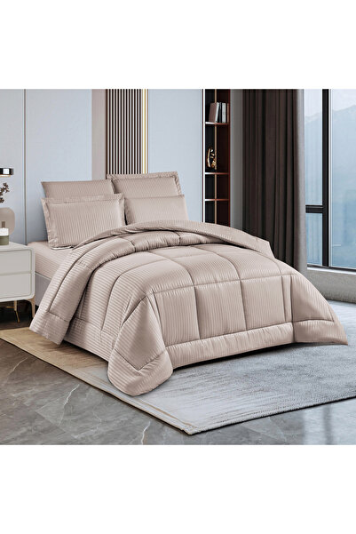 unique home collection Unique Home 6-Piece Striped Microfibre King Comforter Set - 260x240 cms