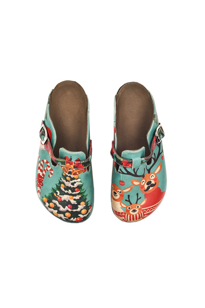 Streetfly Кольорові жіночі тапочки з новорічним принтом