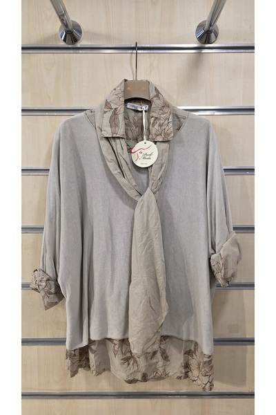Park Moda Cotton Blouse with Scarf and Shirt
