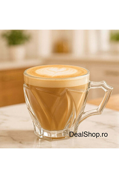 dealshopromania Set de 6 căni de sticlă rezistente Ebby de 240 ml – Eleganță ...