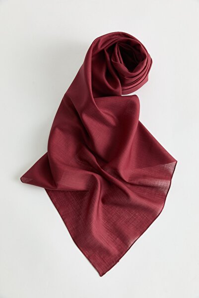 Nihan Keten Efektli Natural Lyocell Eşarp Bordo