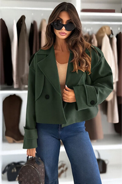 OEMN Women's short elegant jacket with lapels and buttons – universal S-L