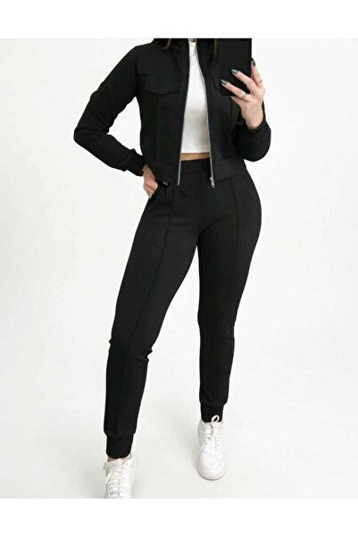 CASUALSTYLE Women's Zippered Jacket and Bottom-Top Set with Pins