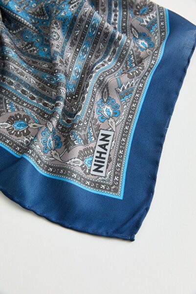 Nihan Desenli Soft Eşarp Lacivert