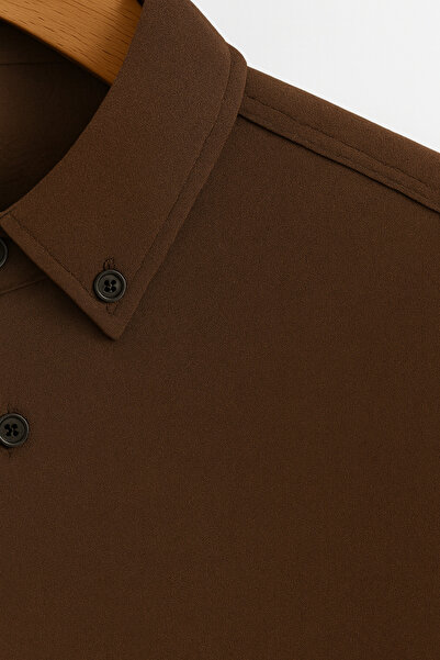 mavisima erkek giyimi Чоловіча сорочка Slim Fit з кавовим принтом – Новий сезон