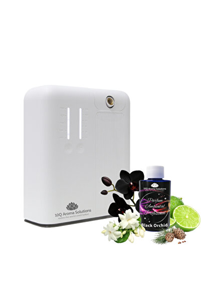 10Q Aroma Solutions Promo Pack: Professional Ambient Fragrance Device 10Q Aroma Smart OV3 White + Black Orchid 100 gr