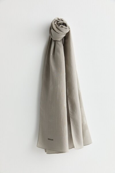 Nihan Desenli Pamuk Naia Lyocell Şal Gri