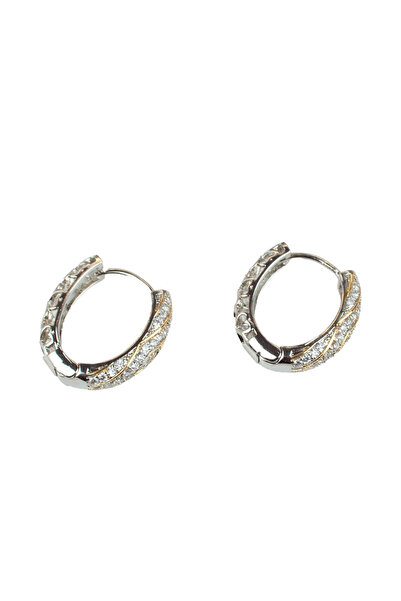 Liveyn Design Two Colors Glittering Oval Hoop Earrings