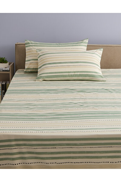 REDTAG Green 3 Piece Printed Flat Sheet (King Size)